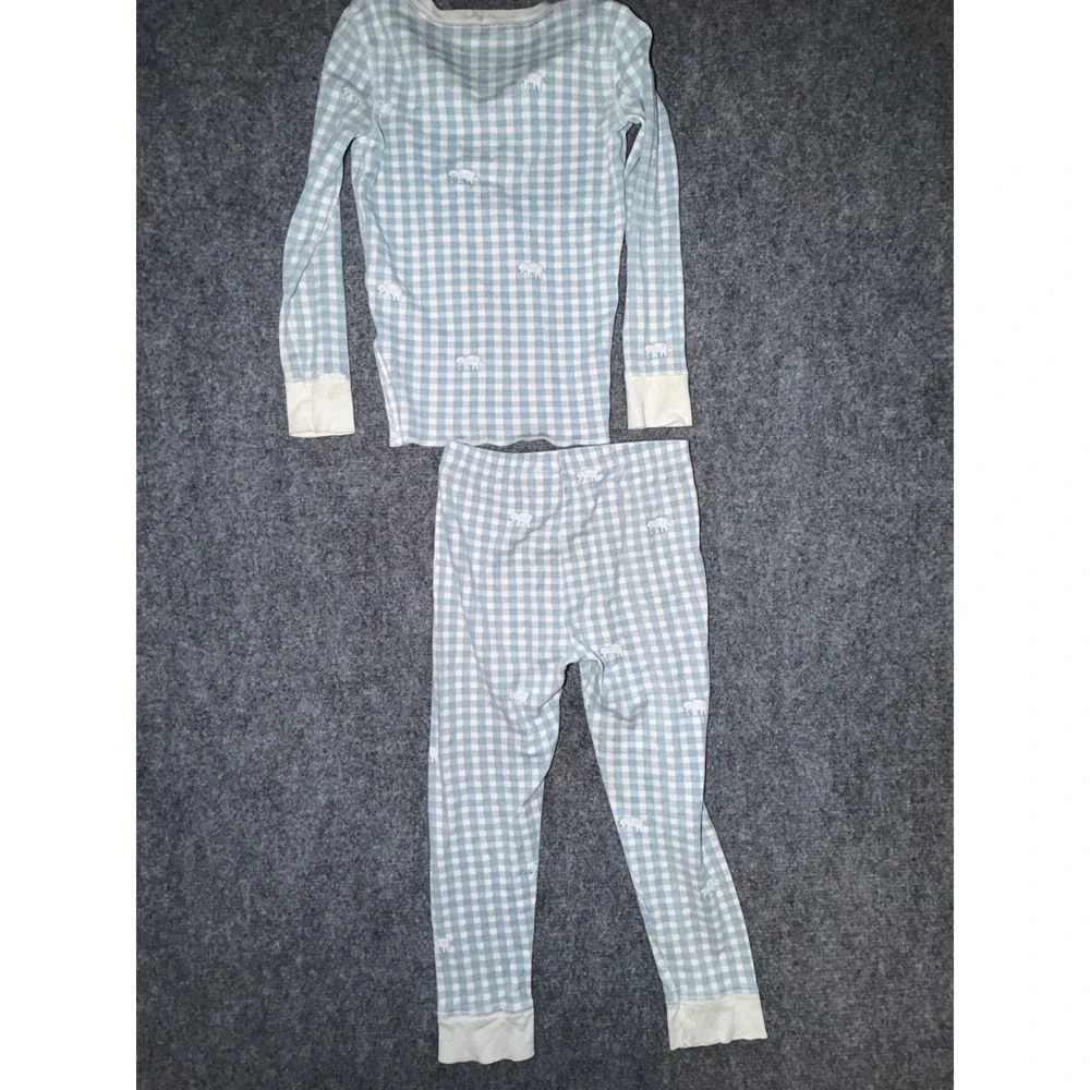 Roller Rabbit Kids Blue Gingham Hathi Elephant Pima Cotton Pajama Set 6 AS IS